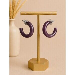 Plunder Design  Chunky "C" Shape Purple Acrylic Earrings - NIP